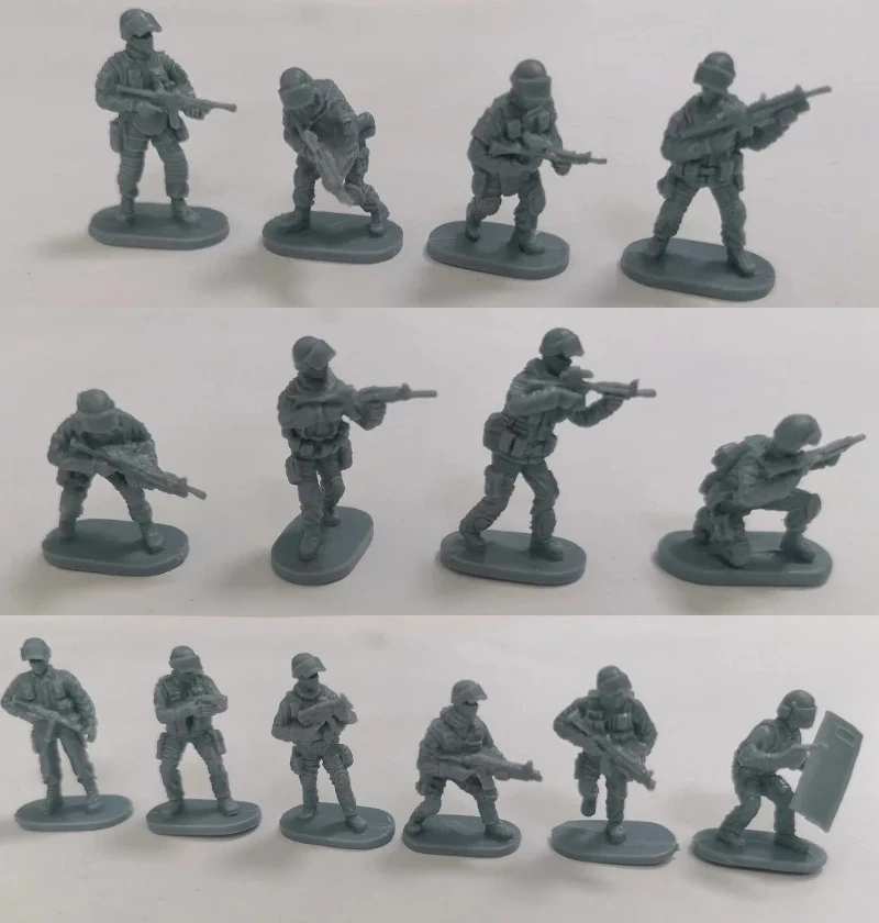 

Набор моделей из литой смолы в масштабе 1/72: Современные спецназовцы полиции, 14 фигурок, без покраски