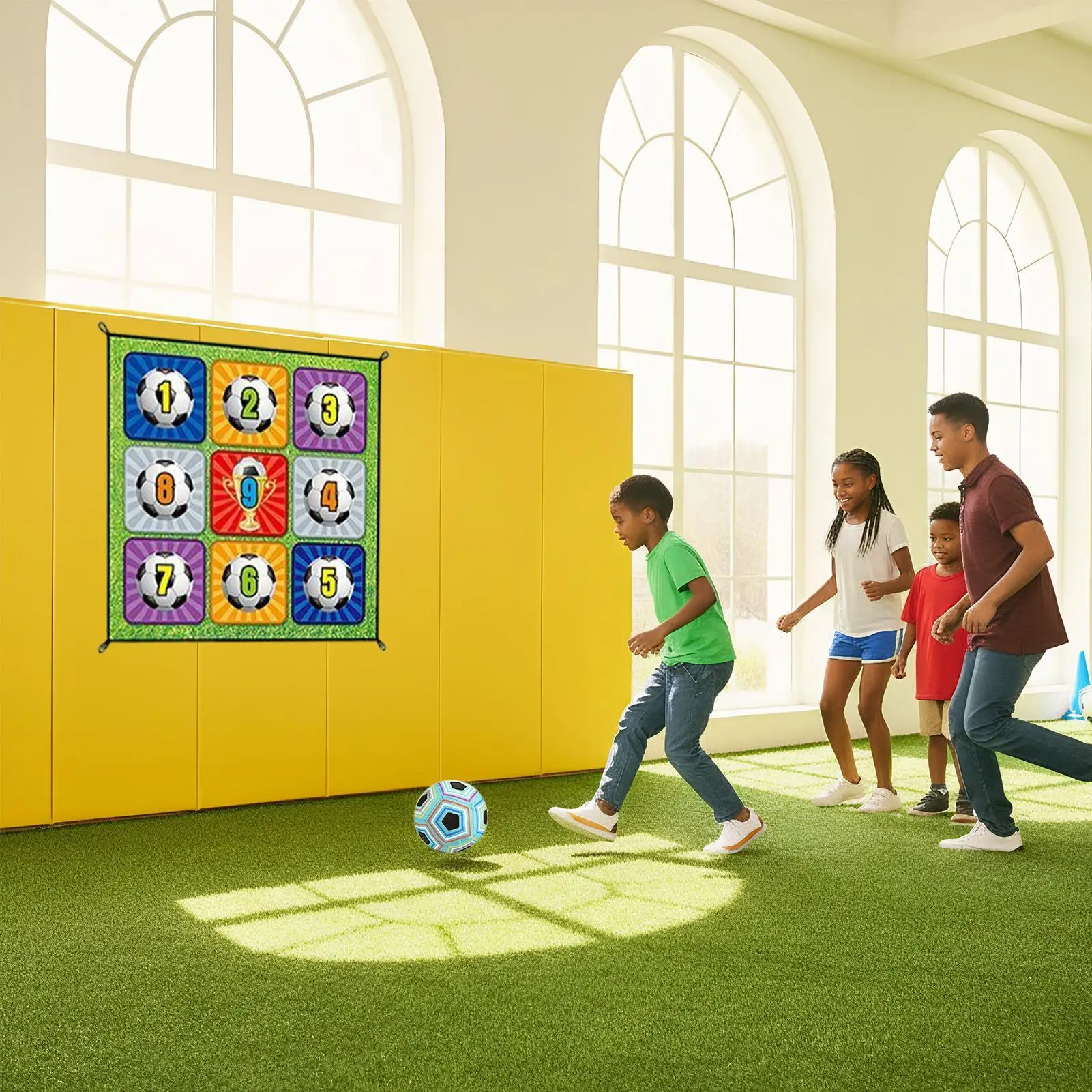 

Football Target Game Interactive Foldable Indoor Outdoor Flannel Mat Toy Soccer Ball Fabric Goals Toys For Backyard Home Camping