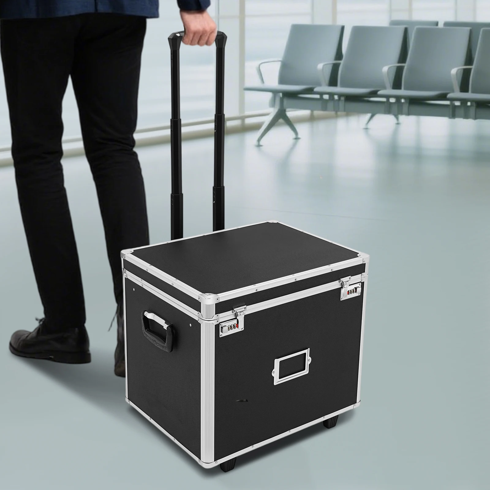 Portable File Storage Box File Organizer Box Aluminum Alloy Document Lock Box Large Capacity Office Supplies for Business Use