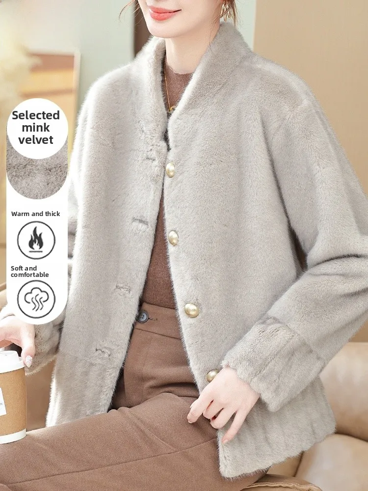 

Модное зимнее пальто-жилет из меха для женщин среднего возраста, комбинированное из кожи и меха, длинное пальто для элегантных дам.