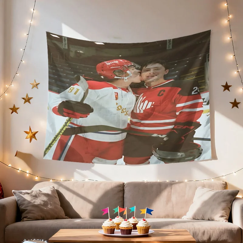 VIKAMA Eishockey-Showdown-Wandteppich: Beheiztes Rivalitäts-Themenposter für Wind-Sport-Fans – Wohnzimmerdekoration