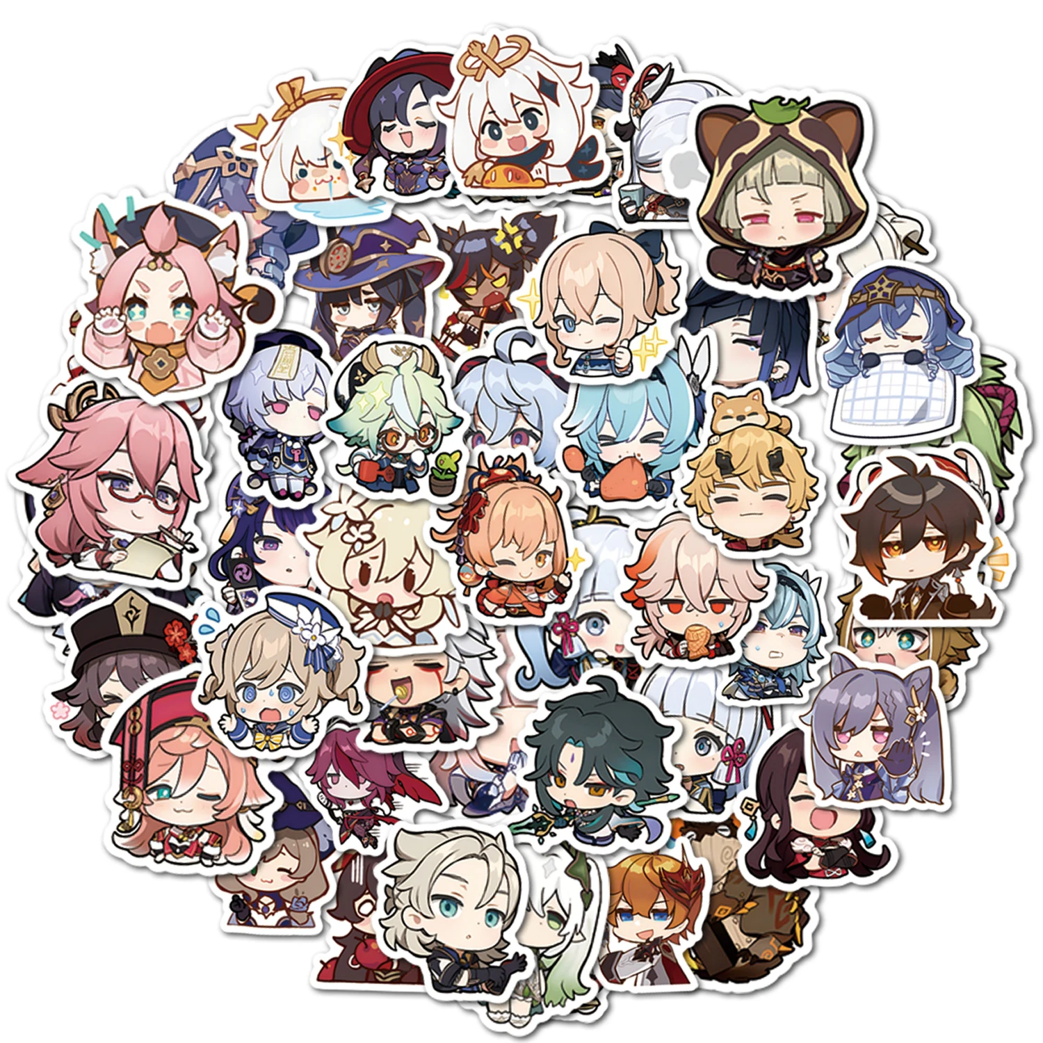 10/50pcs Cartoon Chibi Genshin Impact Eula Stickers Laptop Helmet Phone Motorcycle Game Meme Stickers Kawaii Charaters Decal Toy