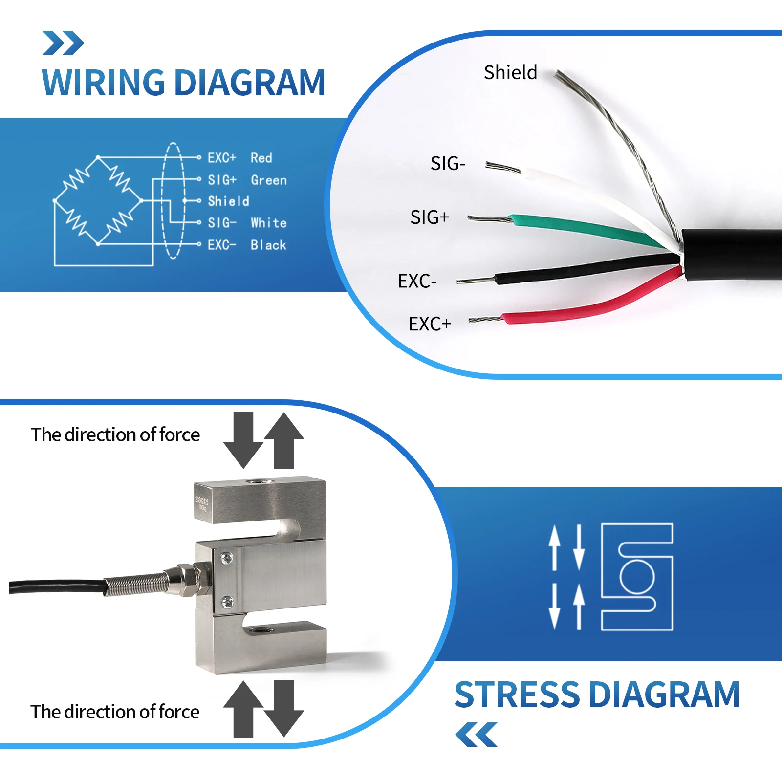 S Type Load Cell Weighing Sensor + Indicator display,Test Tension and Compression Force Weight Pressure Sensor for Scale