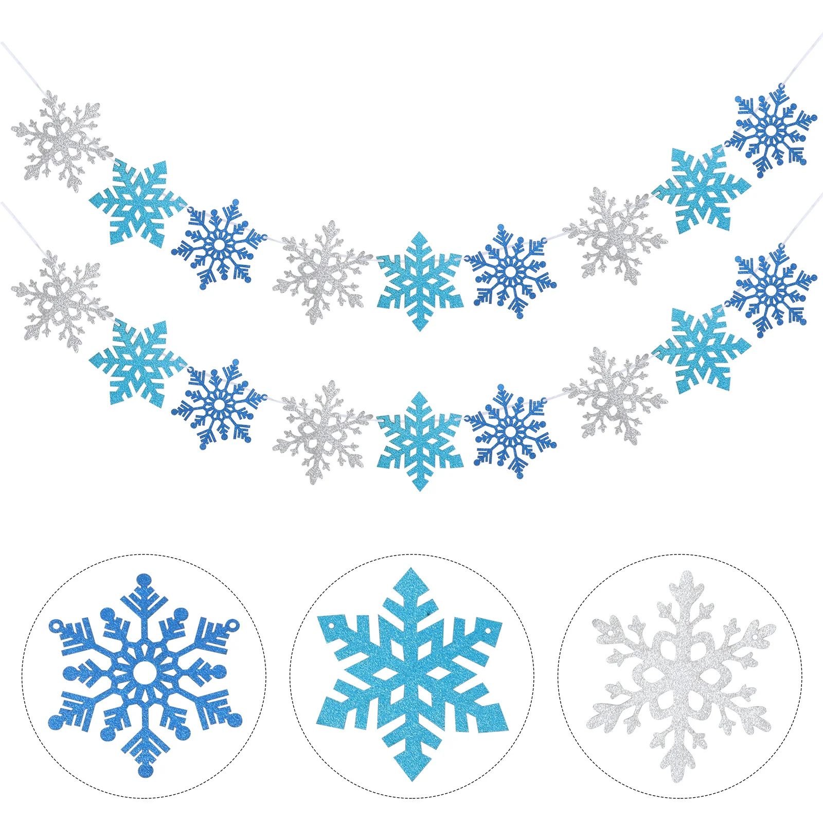 

2Sets Christmas Decorative Flag Snowflake Paper Banner Hanging Streamer for Festival Home Party Household Bunting Decor