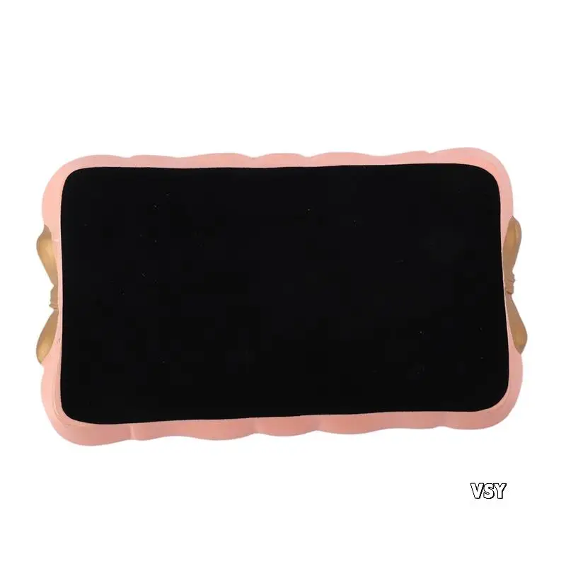 

4X European Style Bow Cake Storage Trays Makeup Organizer Dessert Plate Square Decor Tray 12X20cm Pink