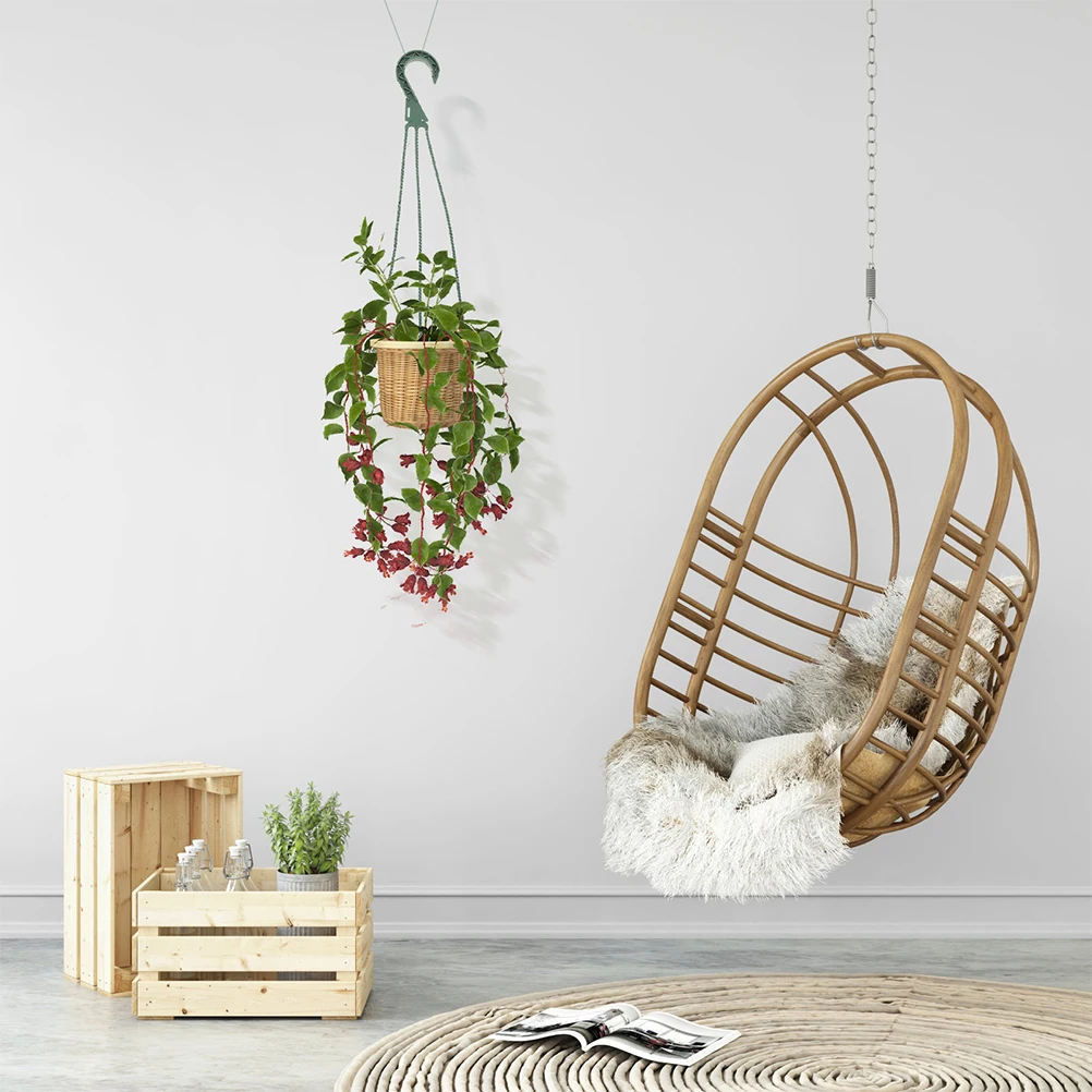 

5 шт. подвесные крючки для цветов, круглая вешалка, проволока, зеленая, прочная, стильная цепочка для цветов, садовая мебель