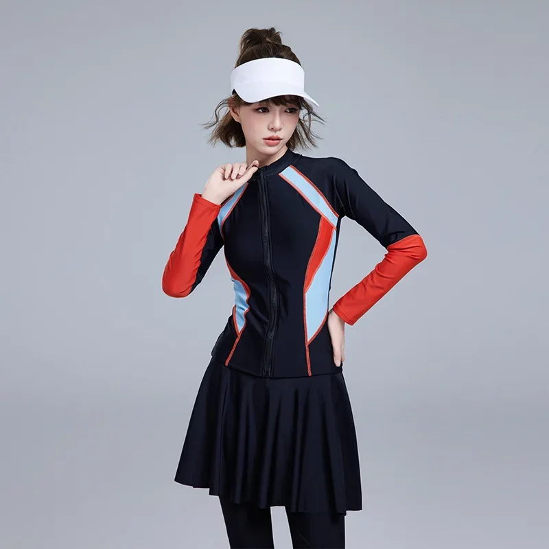 

2025 New Women's Two-Piece Conservative Belly Covering Slimming Sexy Korean INS Hot Spring Swimming Suit Bikini Set Thermal Spa