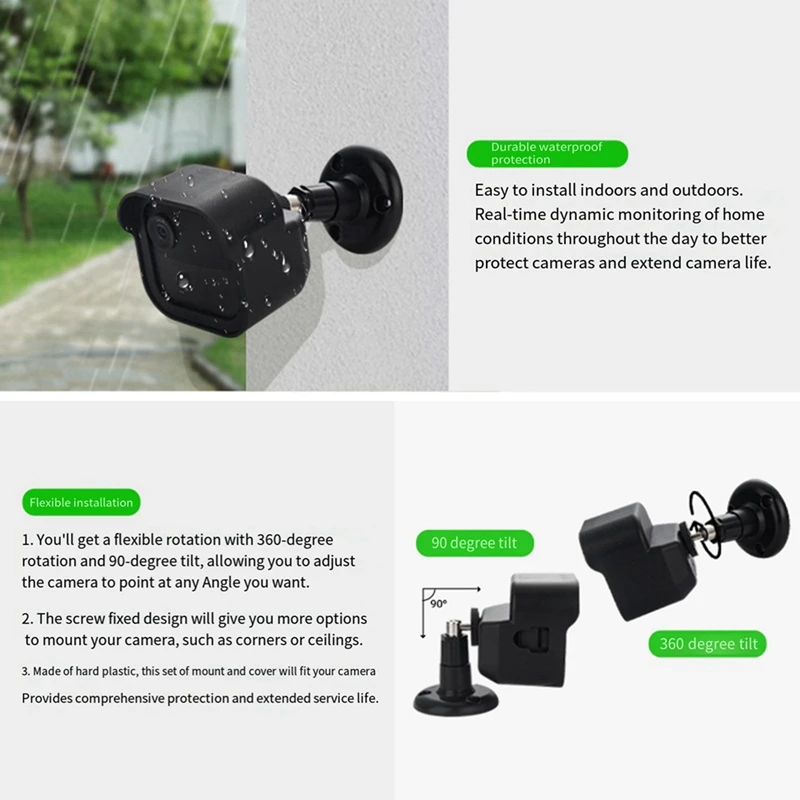 Montaje en pared para cámara, soporte ajustable de 360 °, carcasa protectora resistente a la intemperie para Blink4 al aire libre