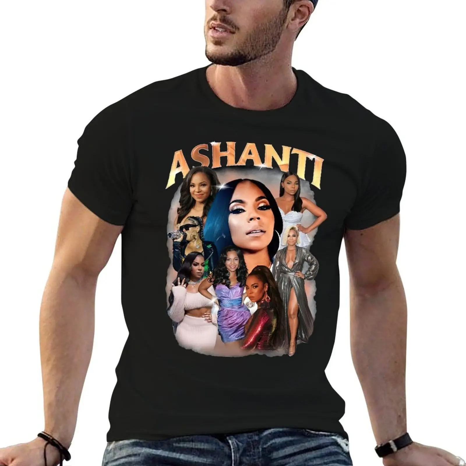 

Ashanti retro T-Shirt black cotton t-shirt plain for man package man t shirts for men men t shirt cotton 100% T-shirt