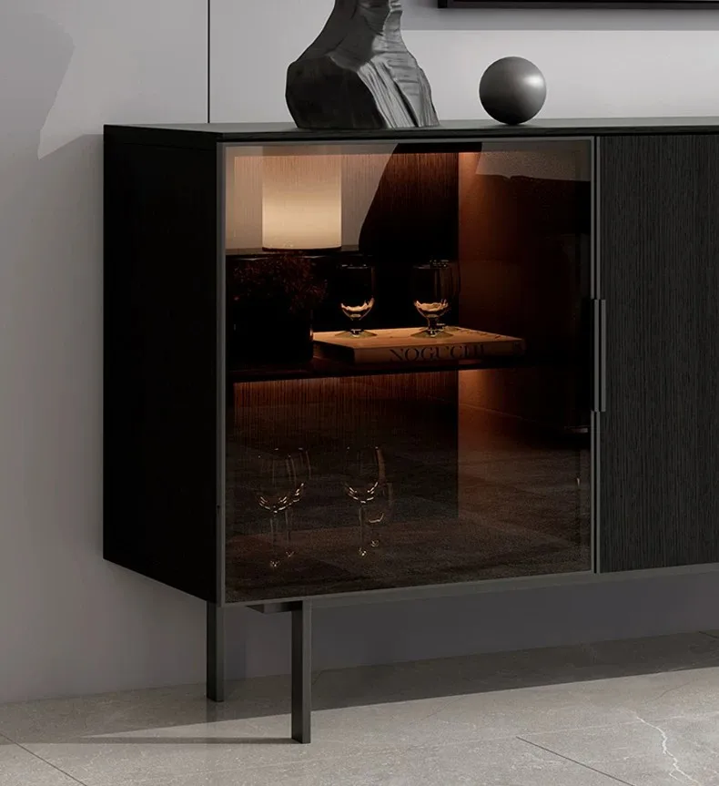 Yjq Italian light luxury glass dining side cabinet modern simple entrance cabinet living room wall locker