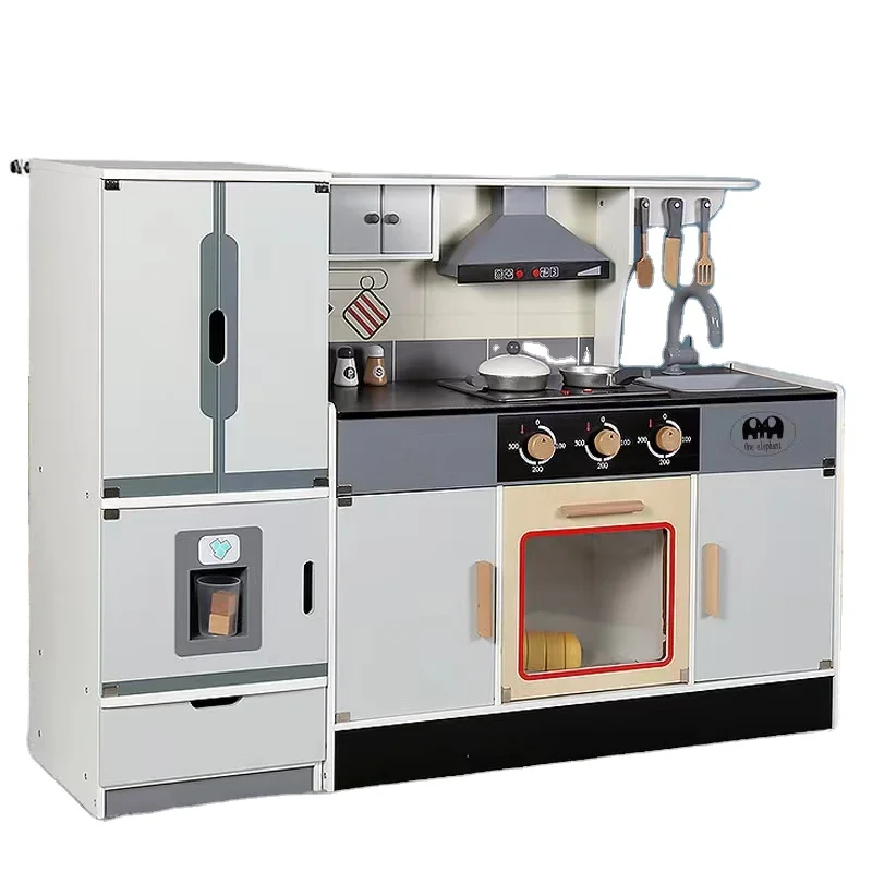 Wooden Home Combination Kitchen Educational Cooking Parent-child Interactive Simulation Kitchen Utensils Eco-friendly