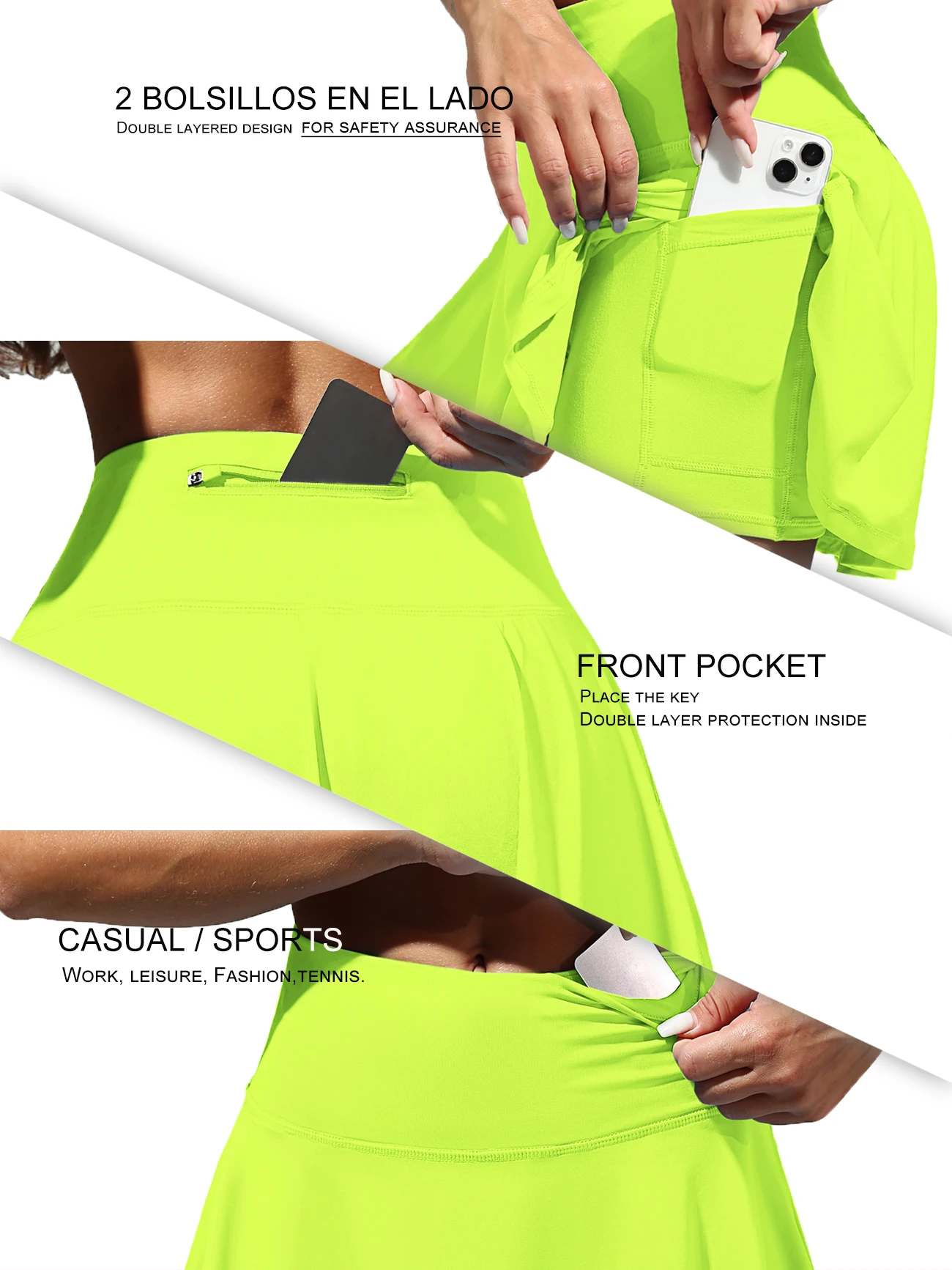 Upgrade 2.0 Sport Women Golf Wear Skirt Multiple Pockets Mallas Gym Outdoors Skirt Shorts Breathable Fitness Summer Shorts
