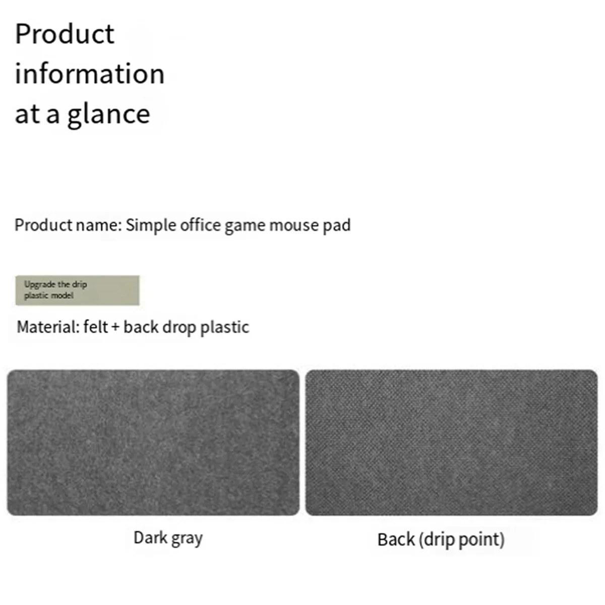 Drip Molding Felt Mouse Pad Office Computer Desk Protector Mat Keyboard Non-Slip Mat Laptop Table Cushion Light GreyJAS