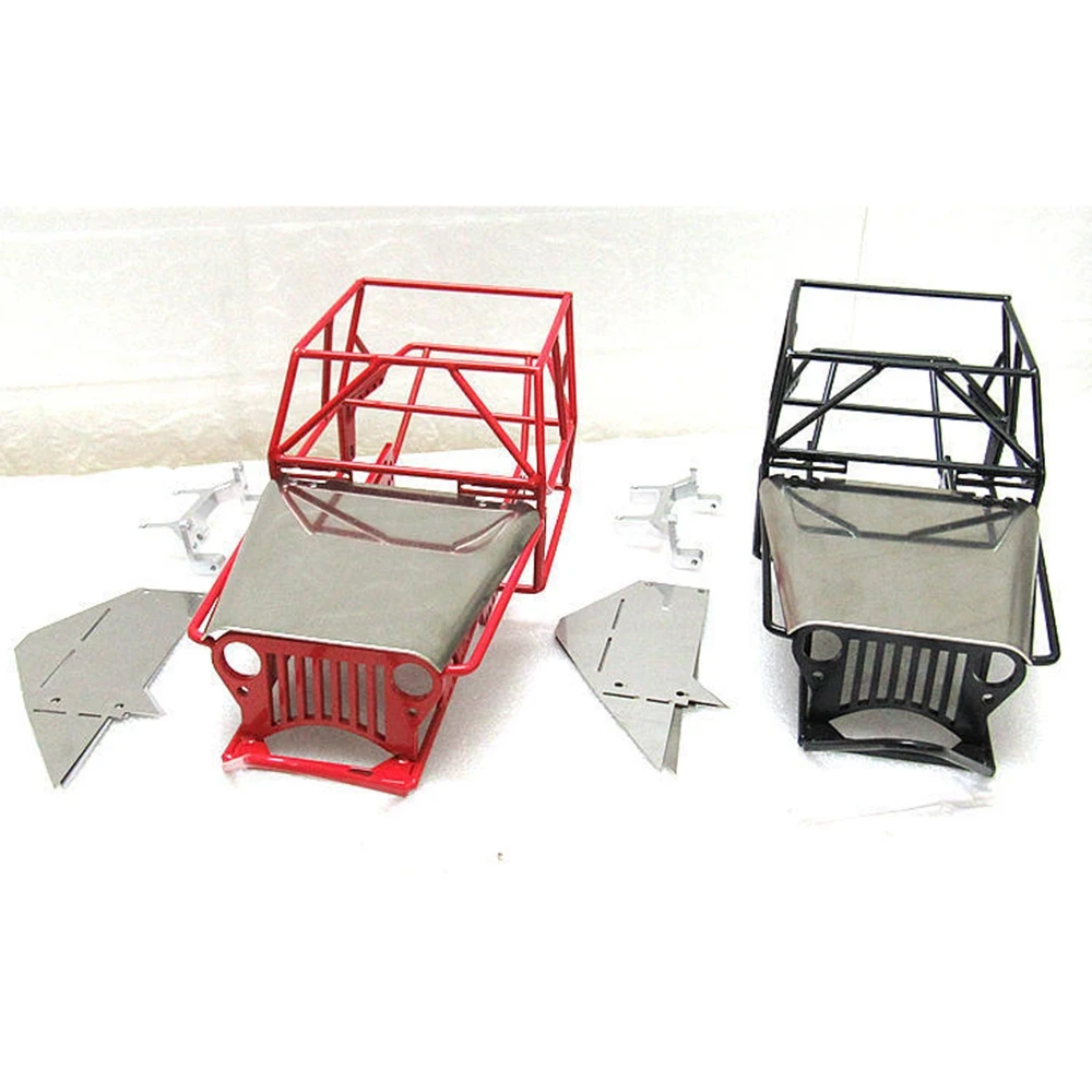 Full Tube Frame Metal Chassis Metal Body Roll Cage for WPL C14 C24 C24-1 1/16 RC Car Upgrade Parts,Red