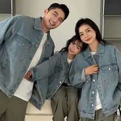 Mommy and Me Denim Jacket for The Whole Family Fashion Clothes Father Mother and Daughter Son Child Clothing Dad Mom Baby Coat