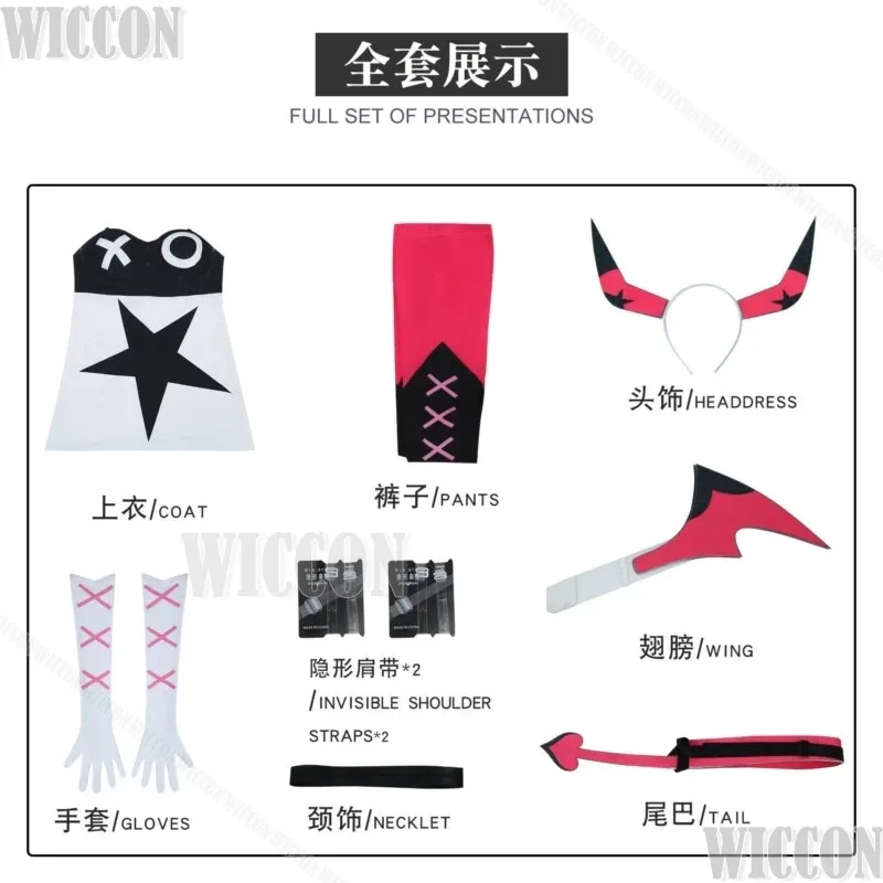 Verosika Mayday Anime Hasbin Demon Succubus Hotel Cosplay Costume Prop Wig Horn Holloween Show Stage Party RolePlay Women Girlc;