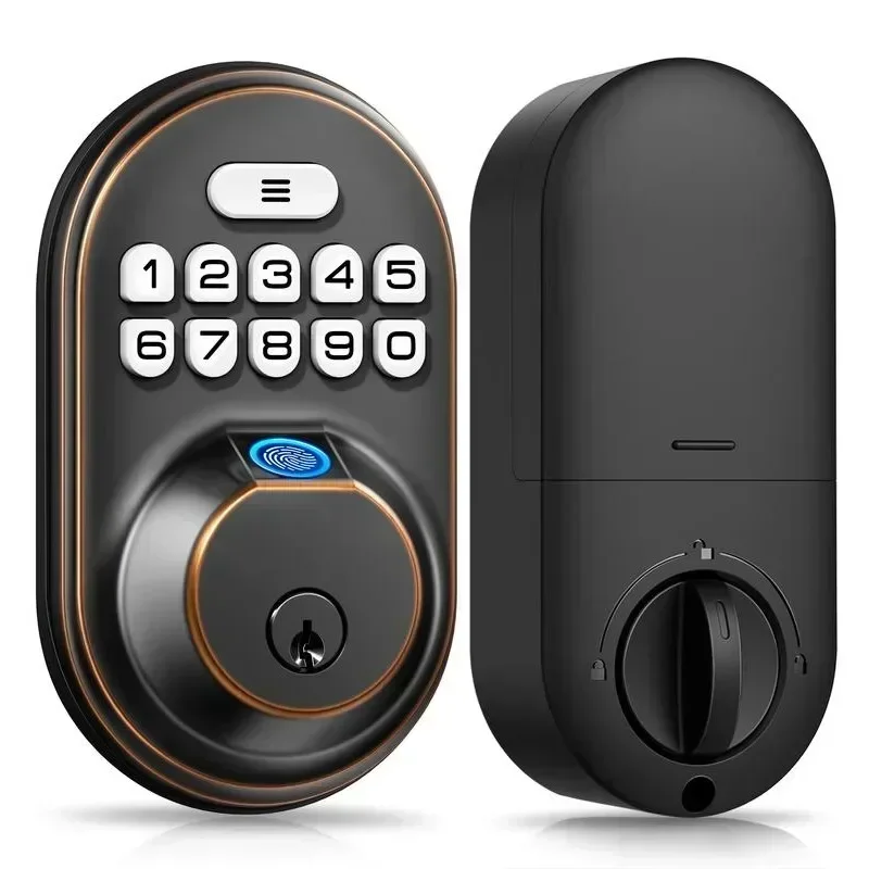 Smart Fingerprint Door Lock, Veise RZ02A Keyless Entry Door Lock Keypad Deadbolt with 20 Fingerprint, Anti Peeping Password