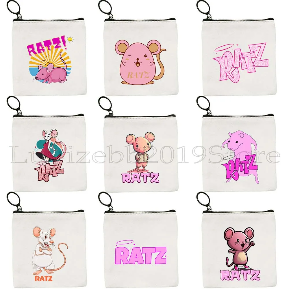 

Kawaii RATZ FUNNY RATT PINK RATZ Meme Cartoon Gift Canvas Coin Purse Key Case Small Bag Wallet Zipper Pouch Storage Bag Card Bag