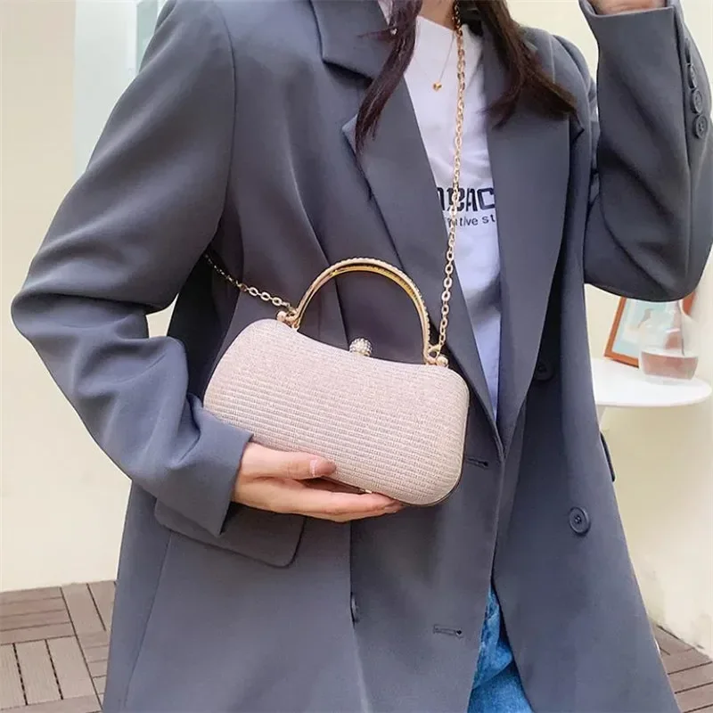 Glänzende Mini-Abendtasche, Geldbörse mit Strass-Kette, luxuriöse Glitzer-Bankett-Handtasche, perfekt für Party, Hochzeit, Abschlussball, Abendessen/Bankett – Detail 19