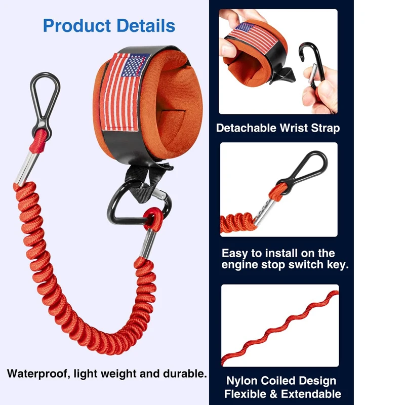 TWindsor-8M0092850 Lanière de sécurité pour interrupteur d'arrêt de bateau, cordon adapté au moteur hors-bord Mercury Mercruiser 15920T54, 15920A54