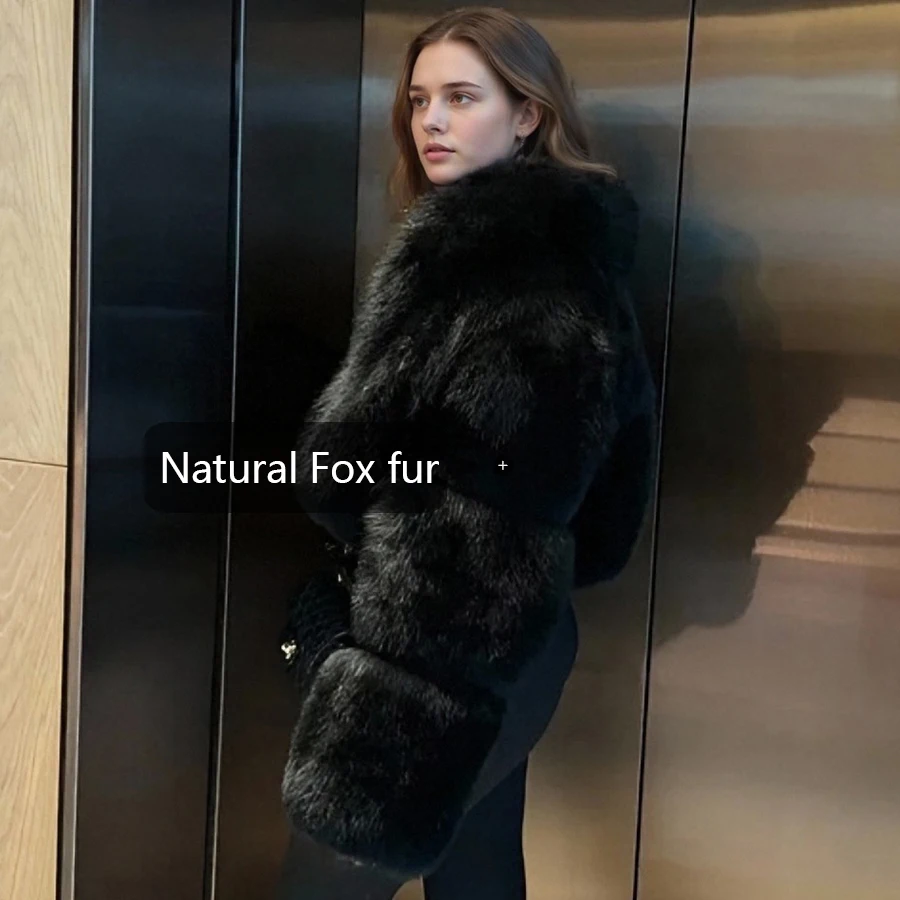 Giacca bolero Cappotto di pelliccia di volpe naturale con collo alto Giacca di pelliccia corta Giacca invernale da donna Giacca di pelliccia vera più venduta