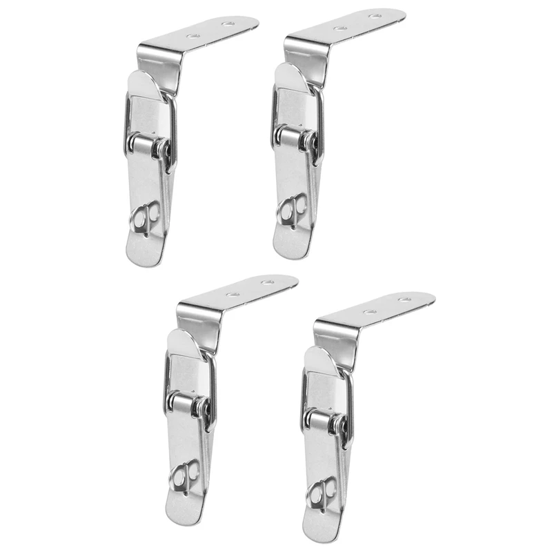 90 Degrees Duck-Mouth Buckle Hook Lock Stainless Steel Spring Loaded Draw Toggle Latch Clamp Silver Hasp Latch Catch