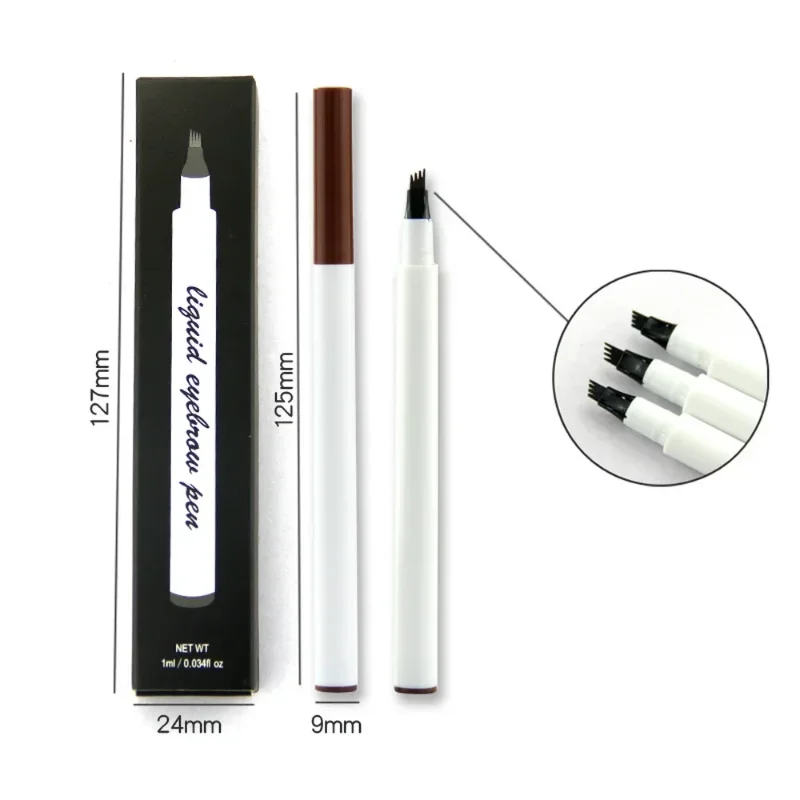 Pencil Custom Bulk 3-Color Waterproof Makeup Beauty 4-head Brow Pen Sweatproof Cosmetic White Tube