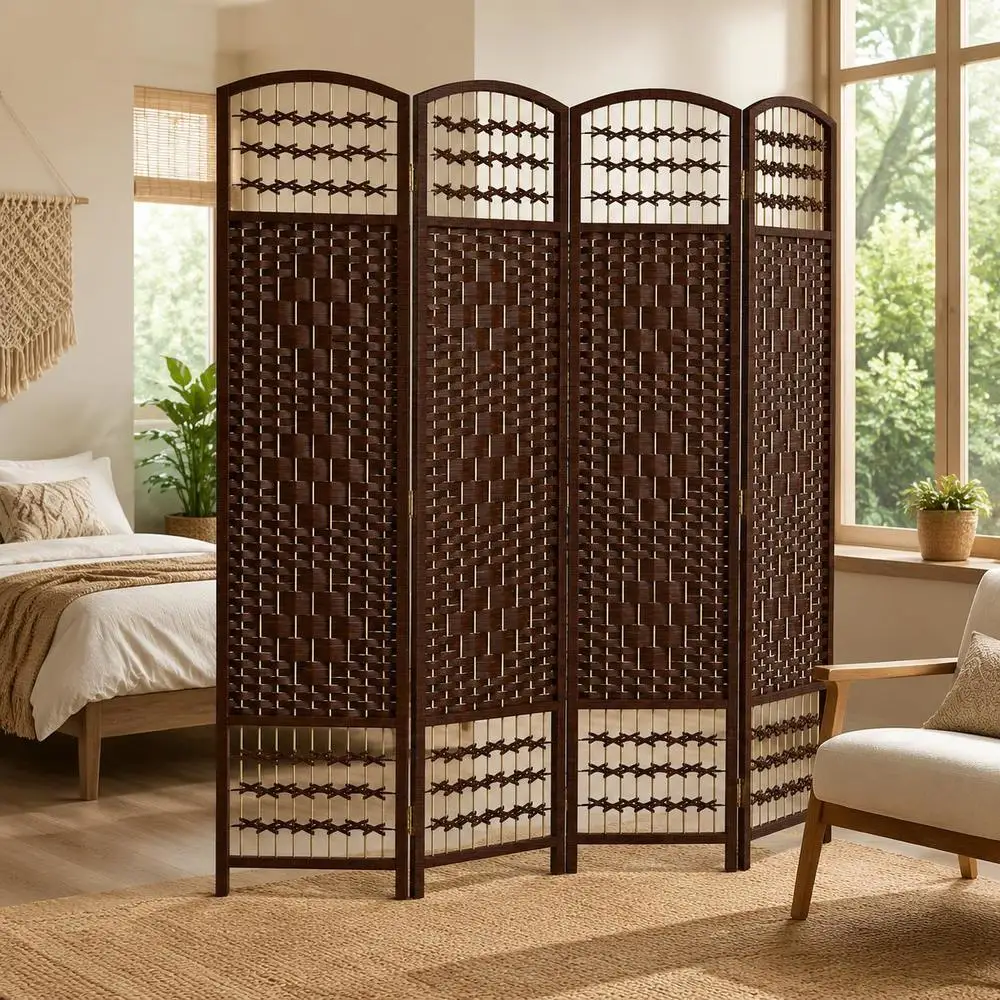 Paravent intérieur en bois, séparateur de pièce, cloison pliable 4 panneaux 160 x 170 cm Marron Parfait pour séparer le salon, la chambre, le studio, l'appartement et la zone de dressing