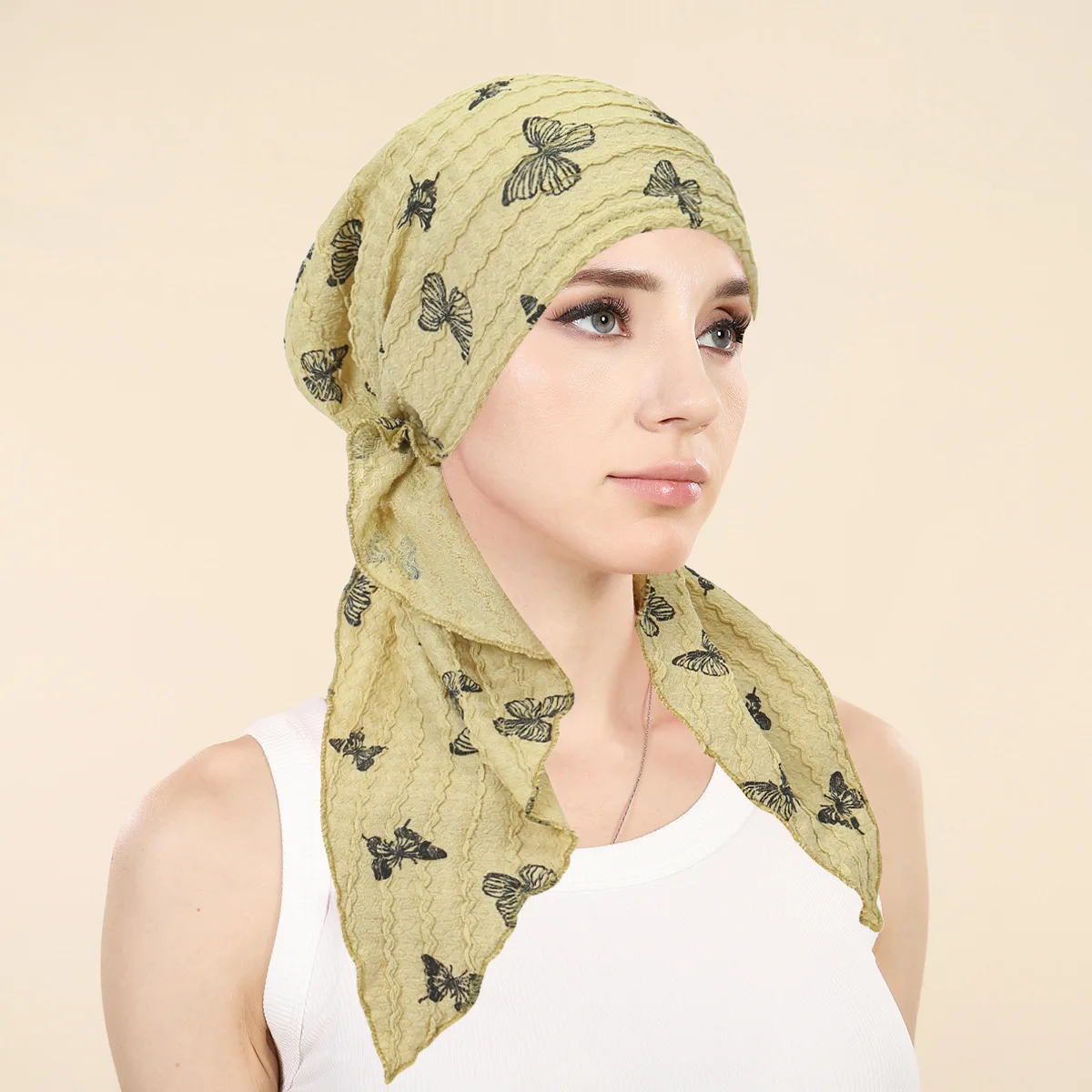 Women Muslim Hijab Caps Wrap Head Soft Elastic Long Tail Turban Head Scarf Strech Bandana