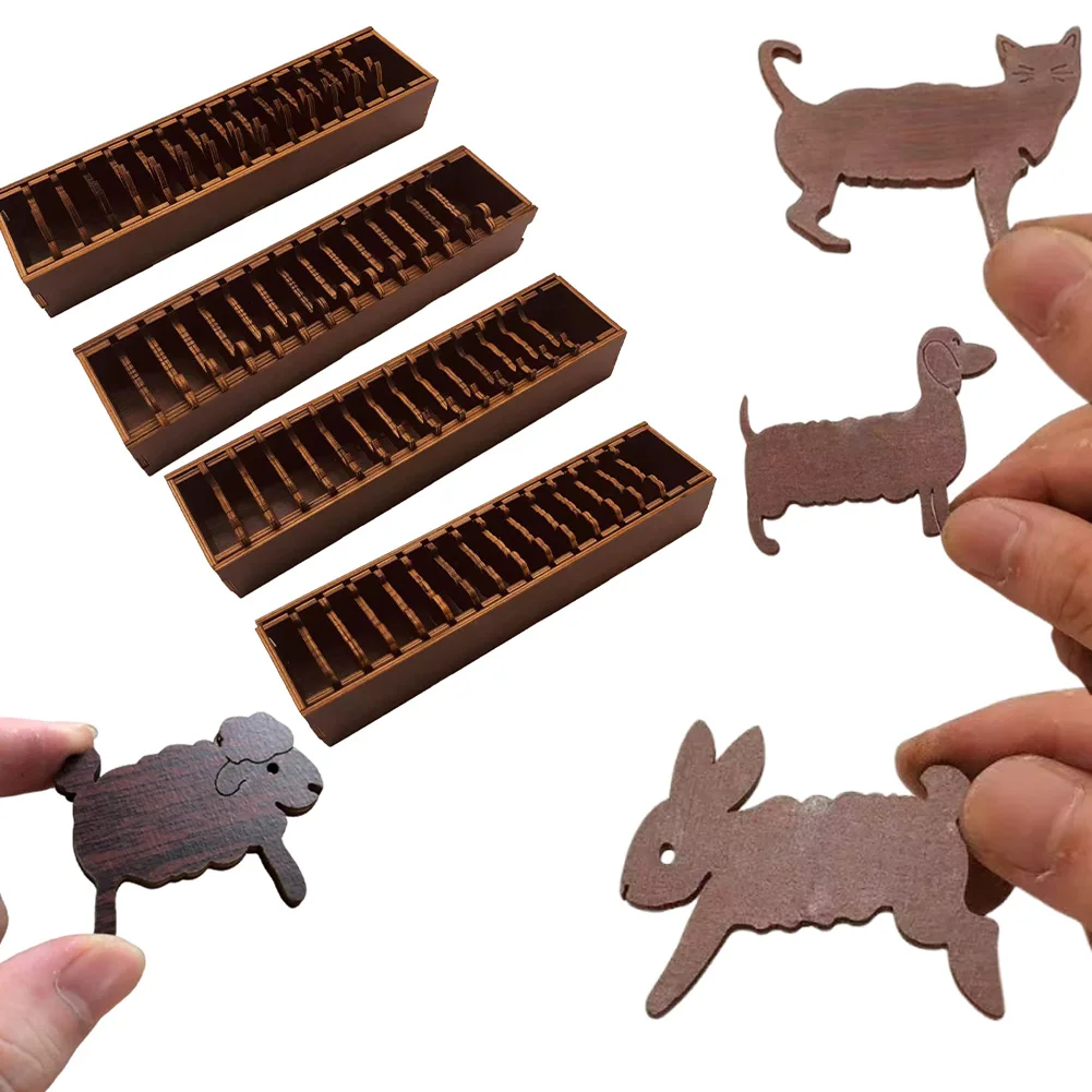 

Набор деревянных шкатулок для ниток с вышивкой в виде животных, органайзер для хранения, инструмент для рукоделия