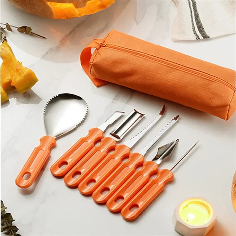 7 pz/set coltello da intaglio zucca di Halloween in acciaio inossidabile fai da te intaglio a mano zucca lanterna coltello strumenti per intagliare