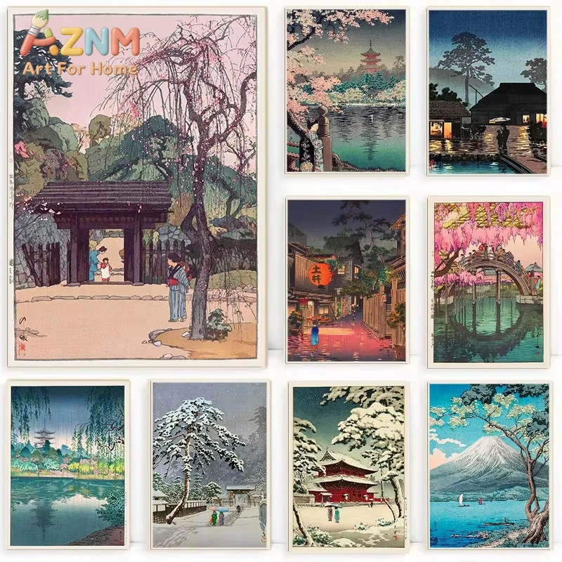 

1 шт. Традиционный японский постер: Токио, японский пейзаж, иллюстрация на холсте, настенное искусство для гостиной, домашний декор