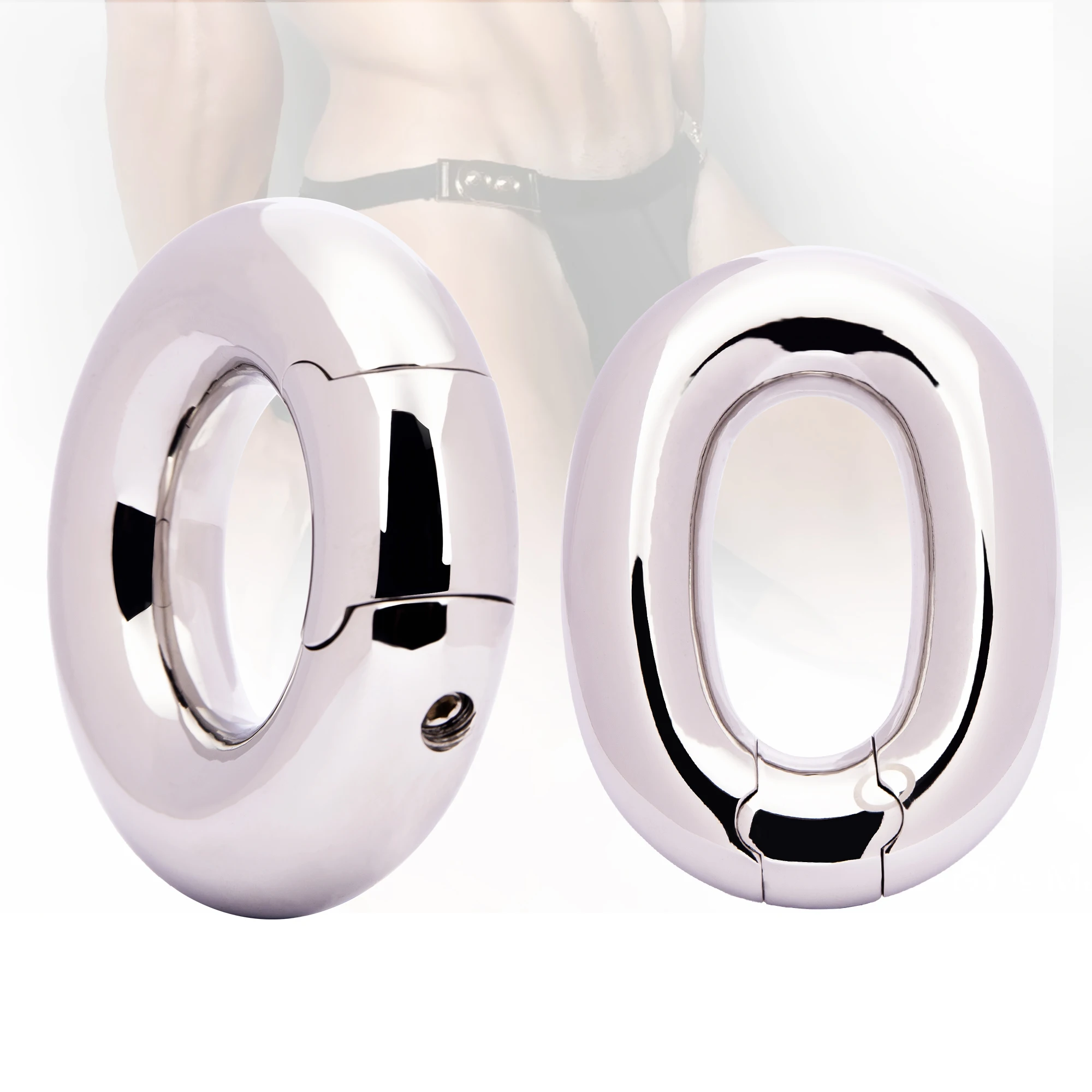 Heavy Stainless Steel Penis Ring Metal Ball Stretcher Men Testicles Weight Cock Ring Scrotum Restraint Trainer CBT Sex Shop Toys