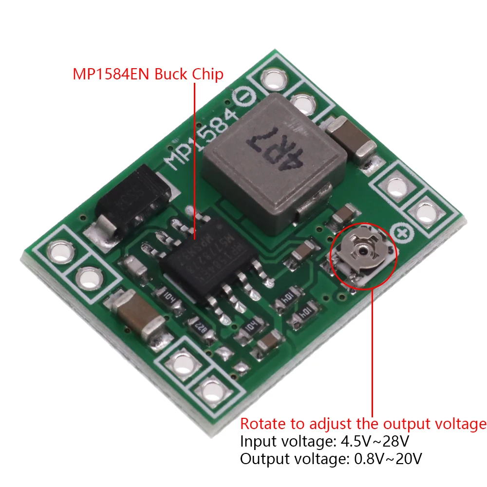 MP1584 Ultra-Small Size DC-DC Step Down Power Supply Module MP1584EN 3A Adjustable Buck Converter for Arduino Replace LM2596