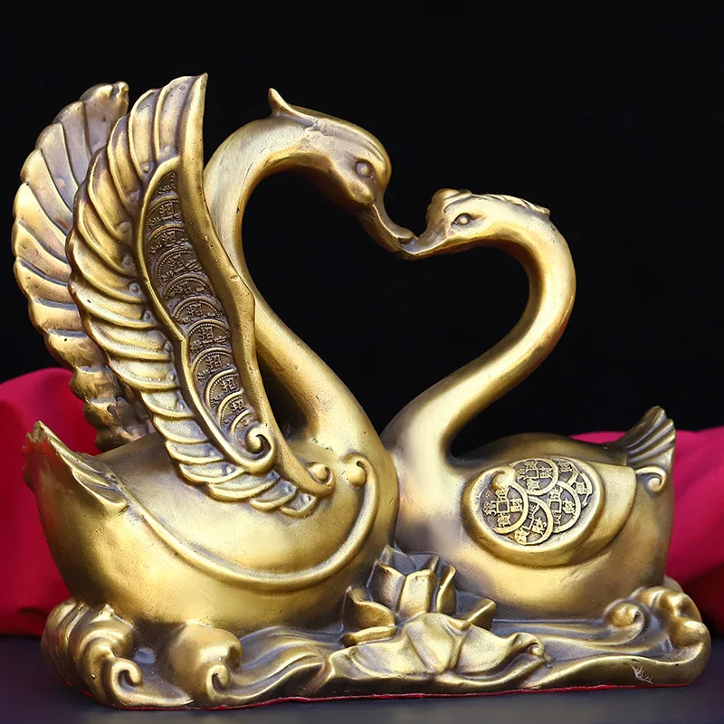 Brass Ornament: Luxurious Decor, Perfect for Couples, Swan Home Metal Craft