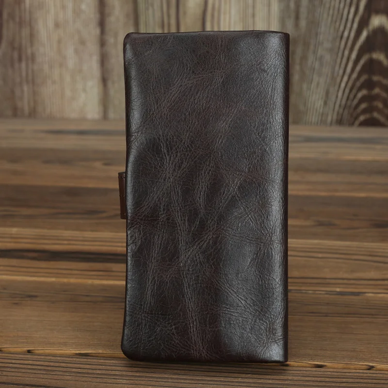 Cowhide Genuine Leather Man Wallet Business Card Holder Pouch Long Style Coin Purse Multifunctional Solid Personalized Wallets