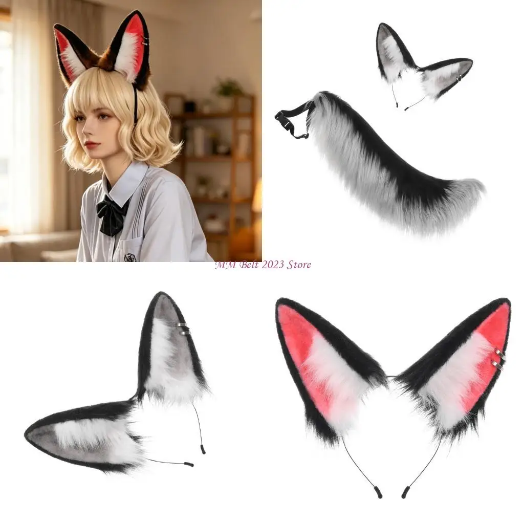 

49ME Furry Faux Furs Animal Ear And Tail Costume Set Party Accessories For Role Playing Parties And Conventions