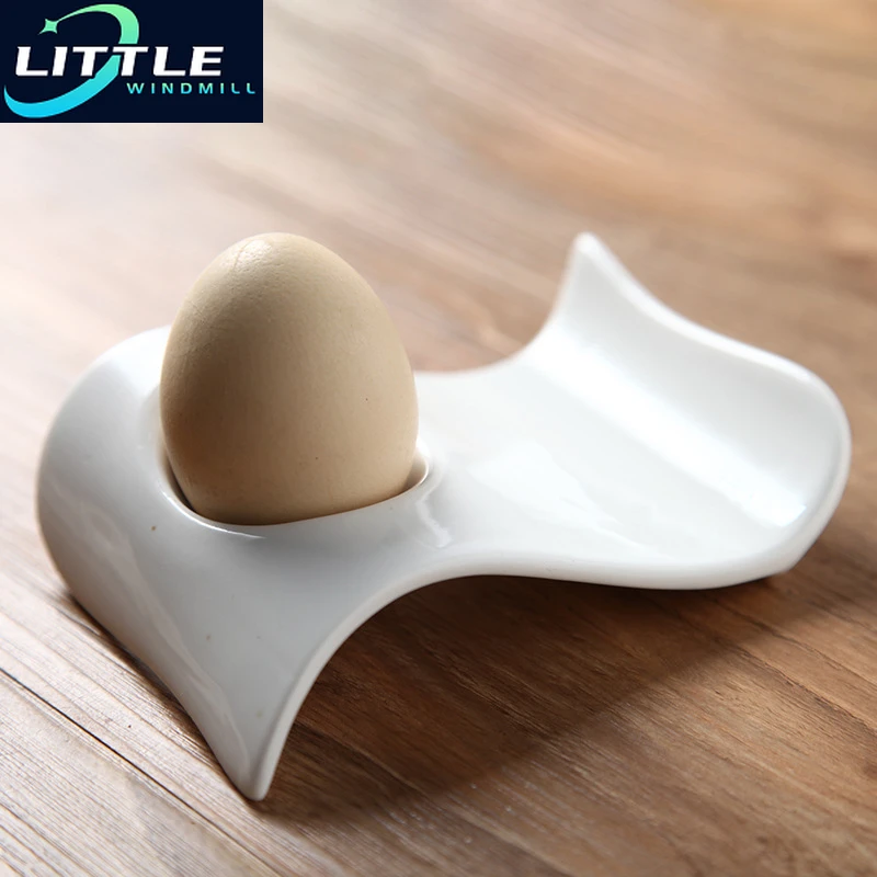 2pcs Ceramic White Egg Cup Simple Breakfast  Holder Home Stand Rack Kitchen Restaurant Eggs Gadgets Cooking Accessories