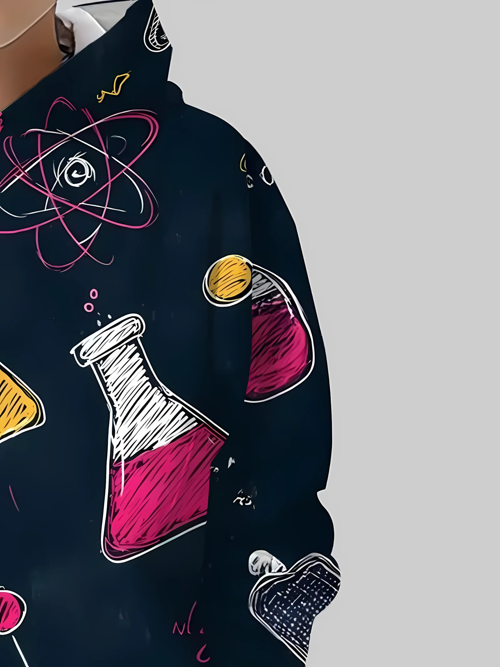 سترة بقلنسوة جديدة مريحة للأطفال لخريف 2025 مع طباعة الكون الكيميائي ثلاثي الأبعاد وبلوزة كاجوال عصرية