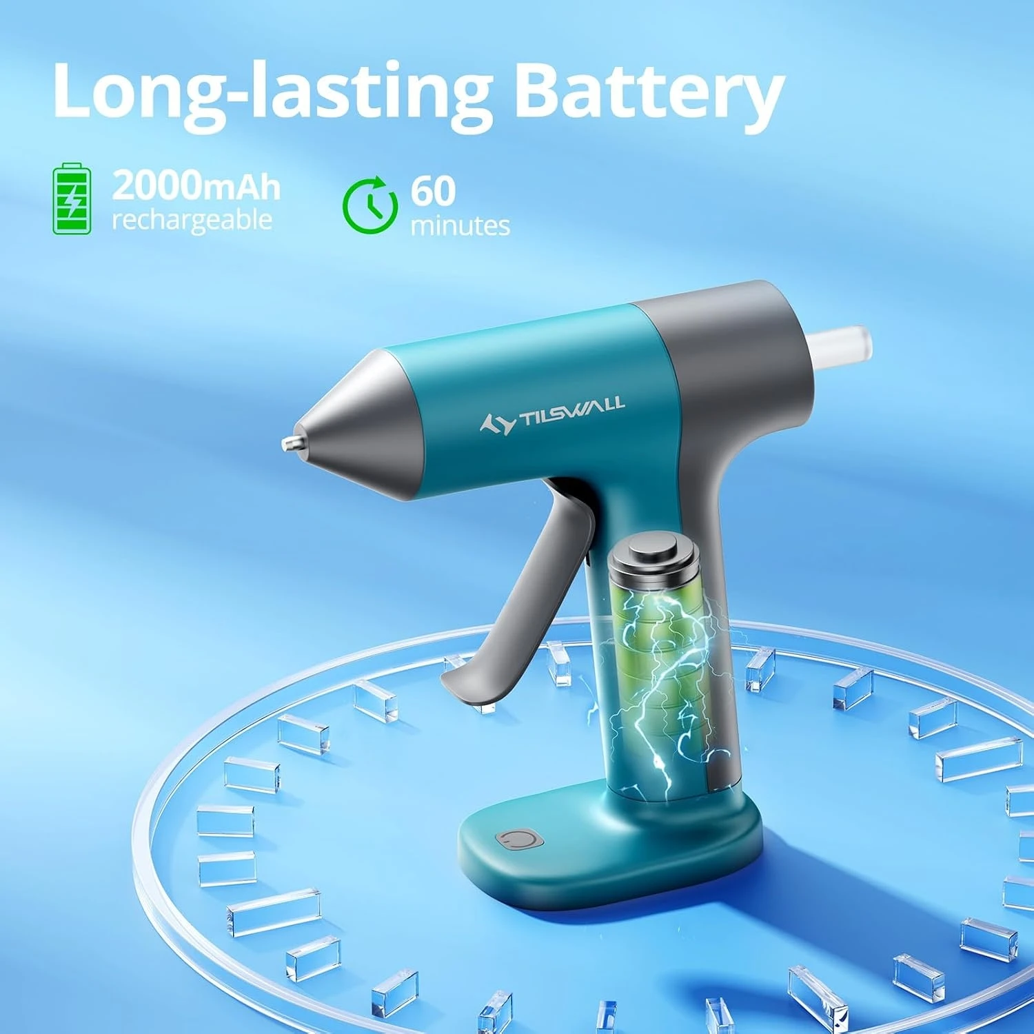 Kabellose Heißklebepistole 4V USB-C Wiederaufladbare Mini-Heißklebepistole mit Akku, 30s Schnellaufheizung, Anti-Tropf-Düse, Lieferung mit 7*140mm Heißklebesticks, Tragbare Klebepistole für Bastelprojekte & Heimreparaturen – Detail 3