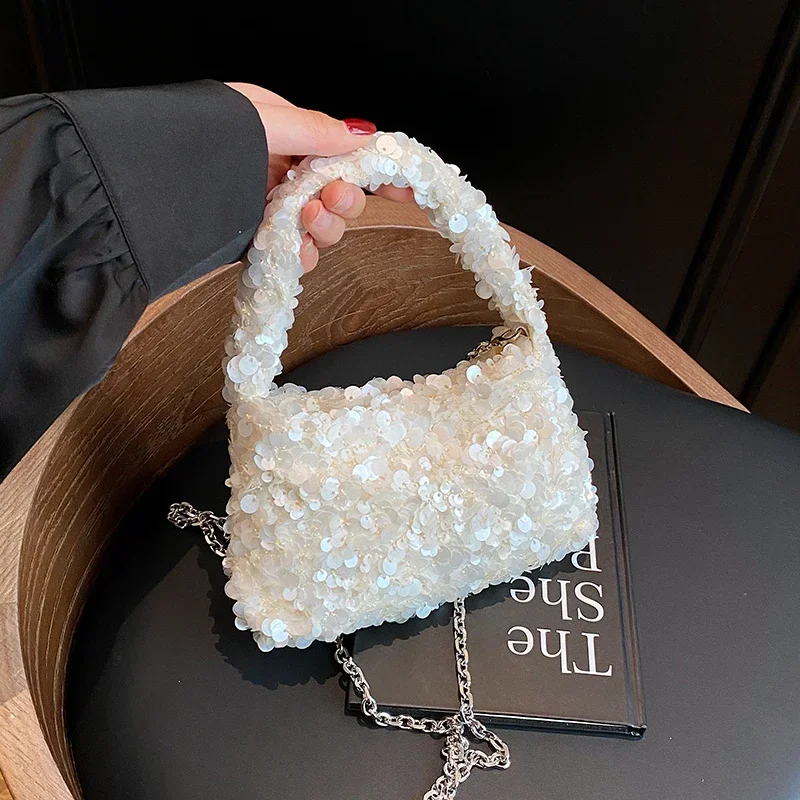 Fashion Shining Sequins Square Shoulder Bags New Personality Exquisite Crossbody Bags 2026 High Quality Party Handbags for Women