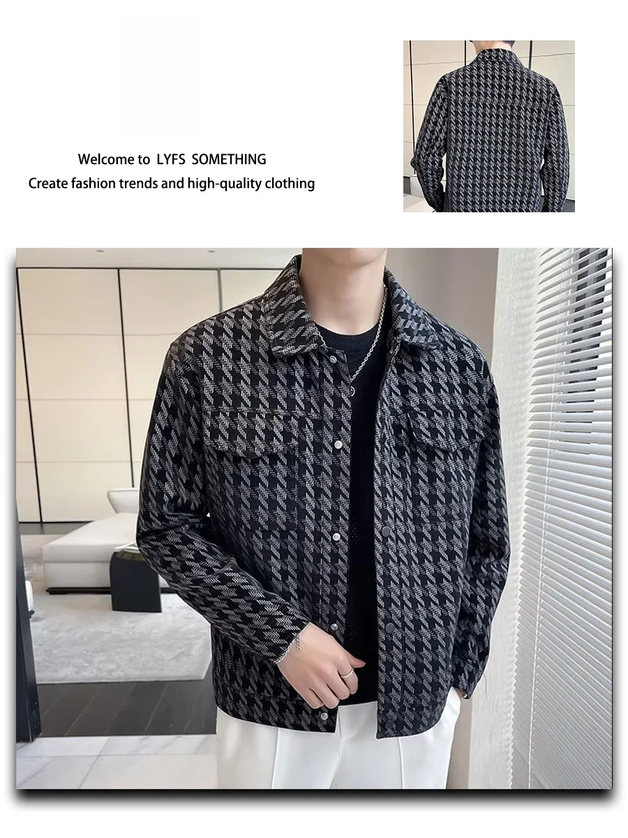 

Весенне-осенний клетчатый дэт, мужской модный брендовый элитный воротник, облегающий универсальный крутой мотоциклетный кожаный дэт