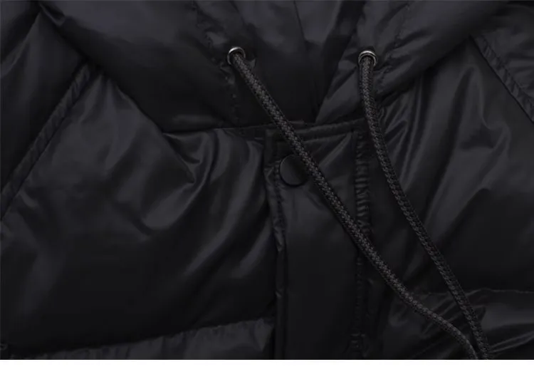 Filling Material: Duck Down~Couple Style Long Over-The-Knee down Jacket, Unisex Black Coat for Petite Individuals, New Winter Model