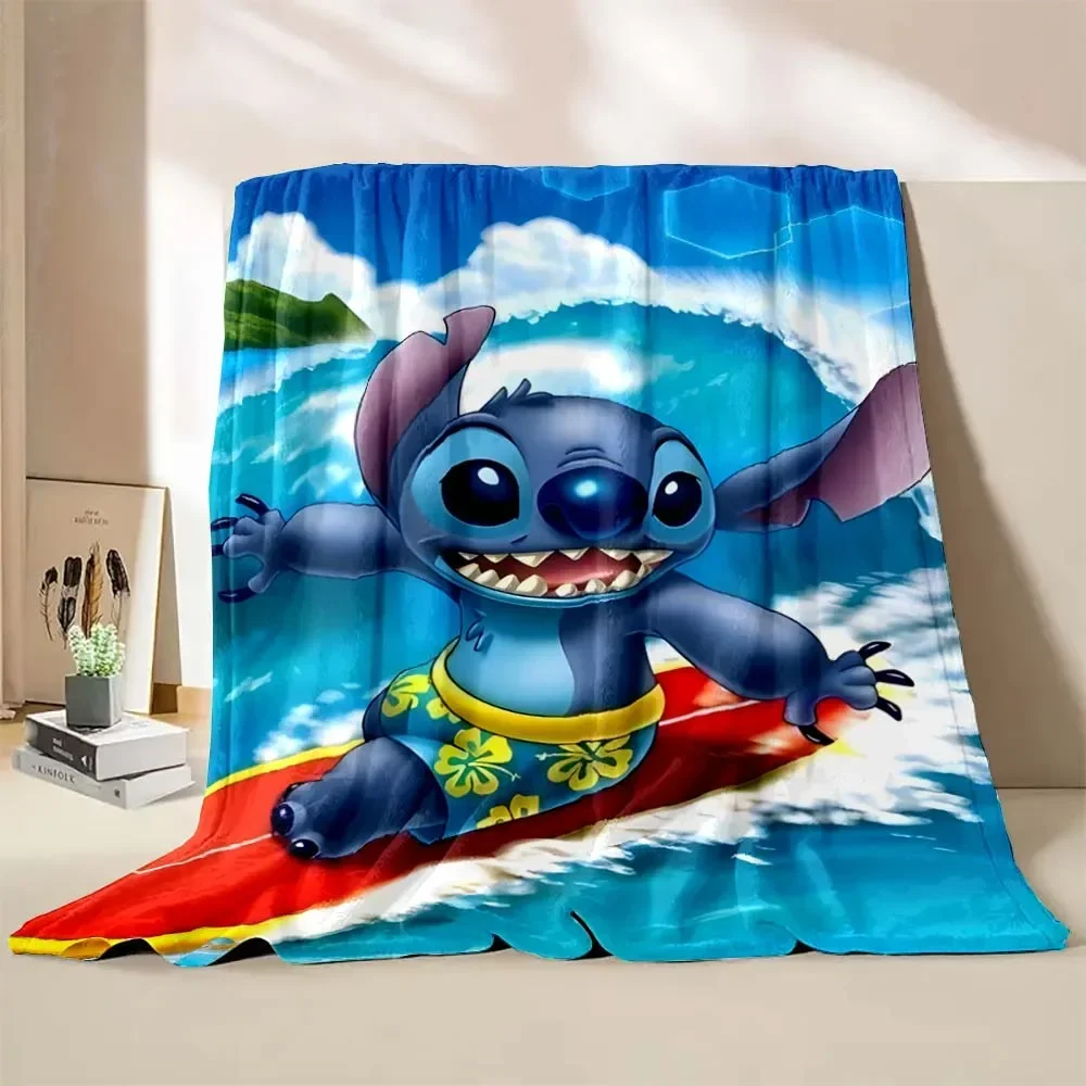 6 Sizes Lilo&Stitch Cartoon Blanket Plush Fluffy Soft Blanket Star Baby Four Season Warm Flannel Office Noon Break Blanket Gift