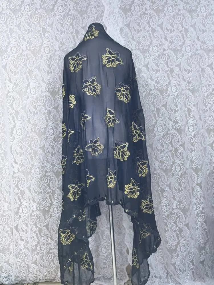 Schal Muslimische Afrikanische Tücher Chiffon Gute Qualität 2026 Neueste Afrikanische Muslimische Islamische Hijab Dubai Stickerei Schal Kashkha Dubai – Detail 18
