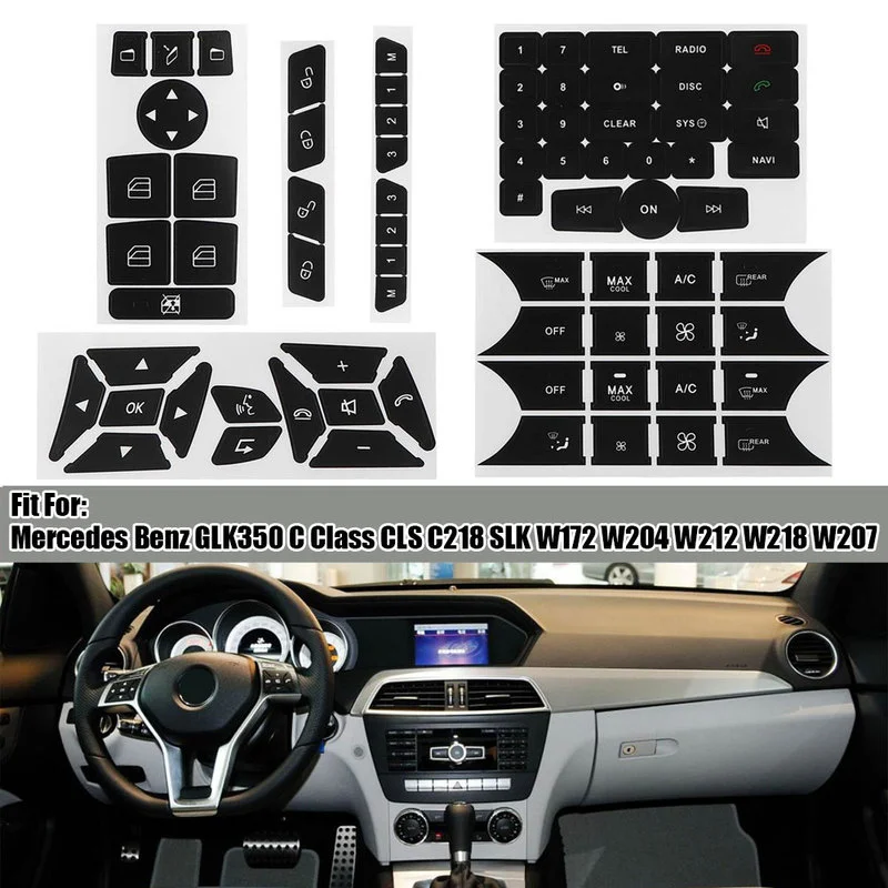 

For Benz GLK350 C Class CLS C218 SLK W172 W204 W212 W218 W207 Car Interior Button Repair Sticker Decal Trim Accessories