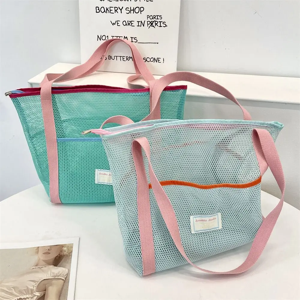 

Handbag Mesh Toiletry Bag Large Capacity Fresh Color Clothes Storage Bag Cosmetic Bag Wash Bag Hanging Shower Organizer