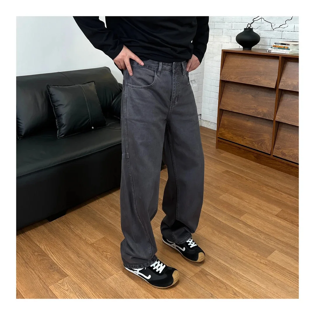 

Мужские джинсы свободного кроя на раннюю осень, белые, повседневные, универсальные, длинные брюки, размер M, модель Small Knife