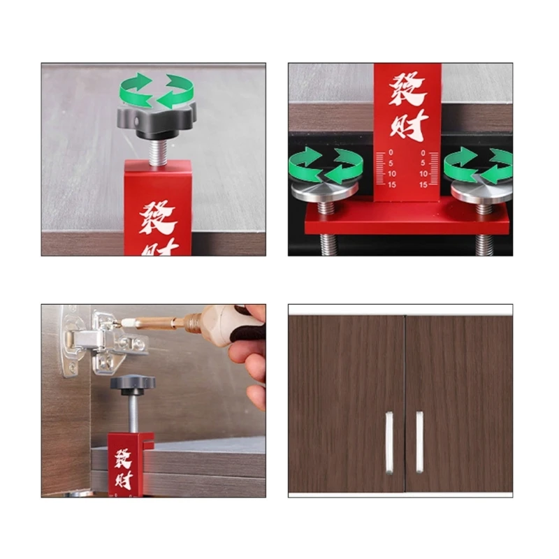 Einstellbare Schrank -Türgriffsvorlage Tool Sturdes Aluminiumlegiermaterial Drill Guide für genaue Installation M4YD