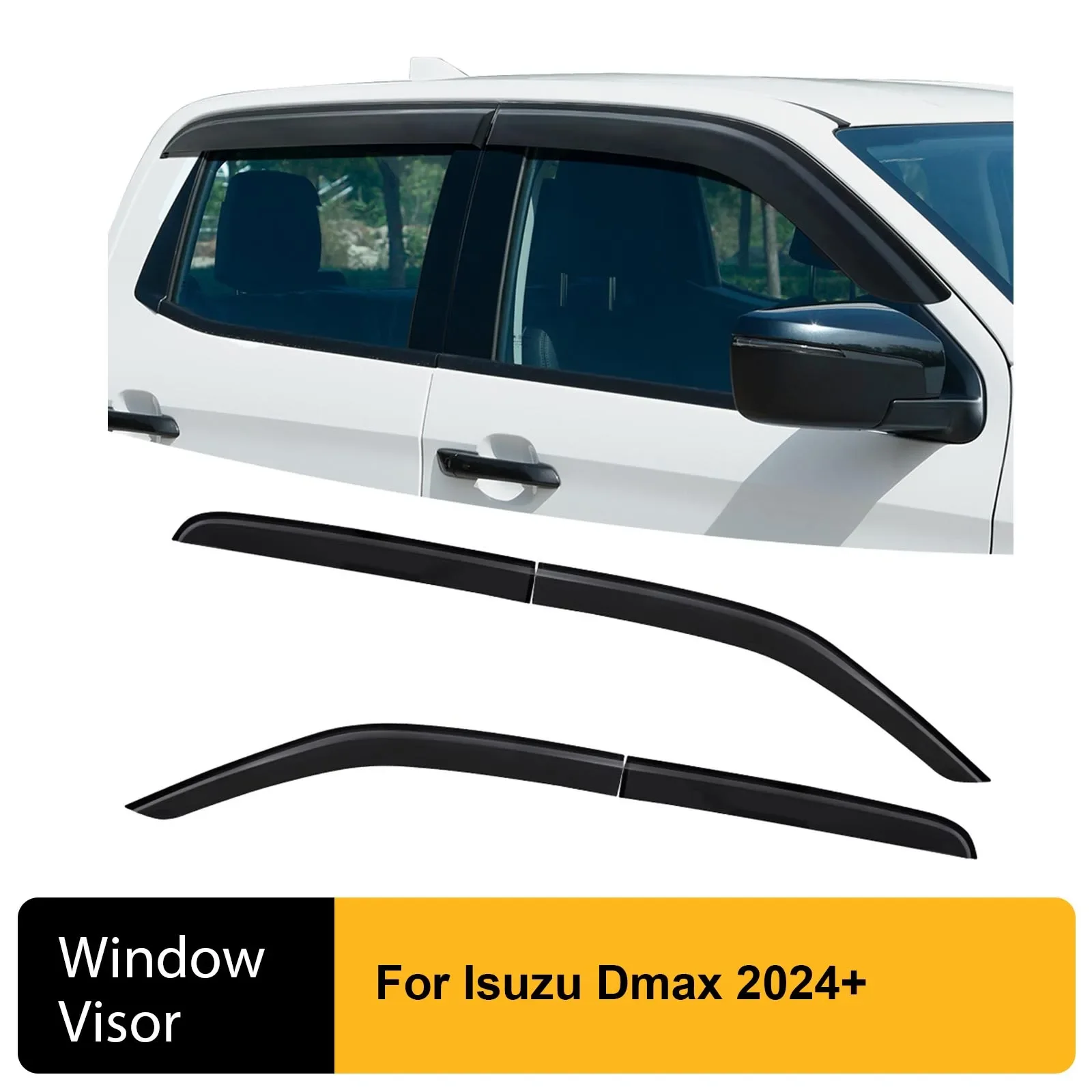 4PCS Shades Sun Rain Guard Deflector Weather Shield Weathershields For ISUZU DMAX 2024 Double Cabin Car Accessories